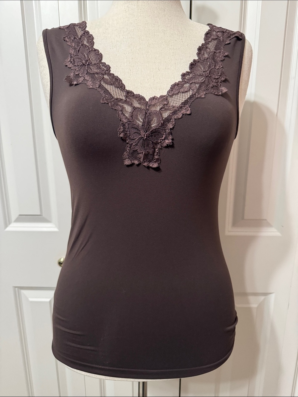 Banana Republic Brown Lace-Trim V-Neck Camisole